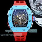 High Quality Replica Richard Miller RM65-01 Skeleton Dial Red Rubber Strap Watch 